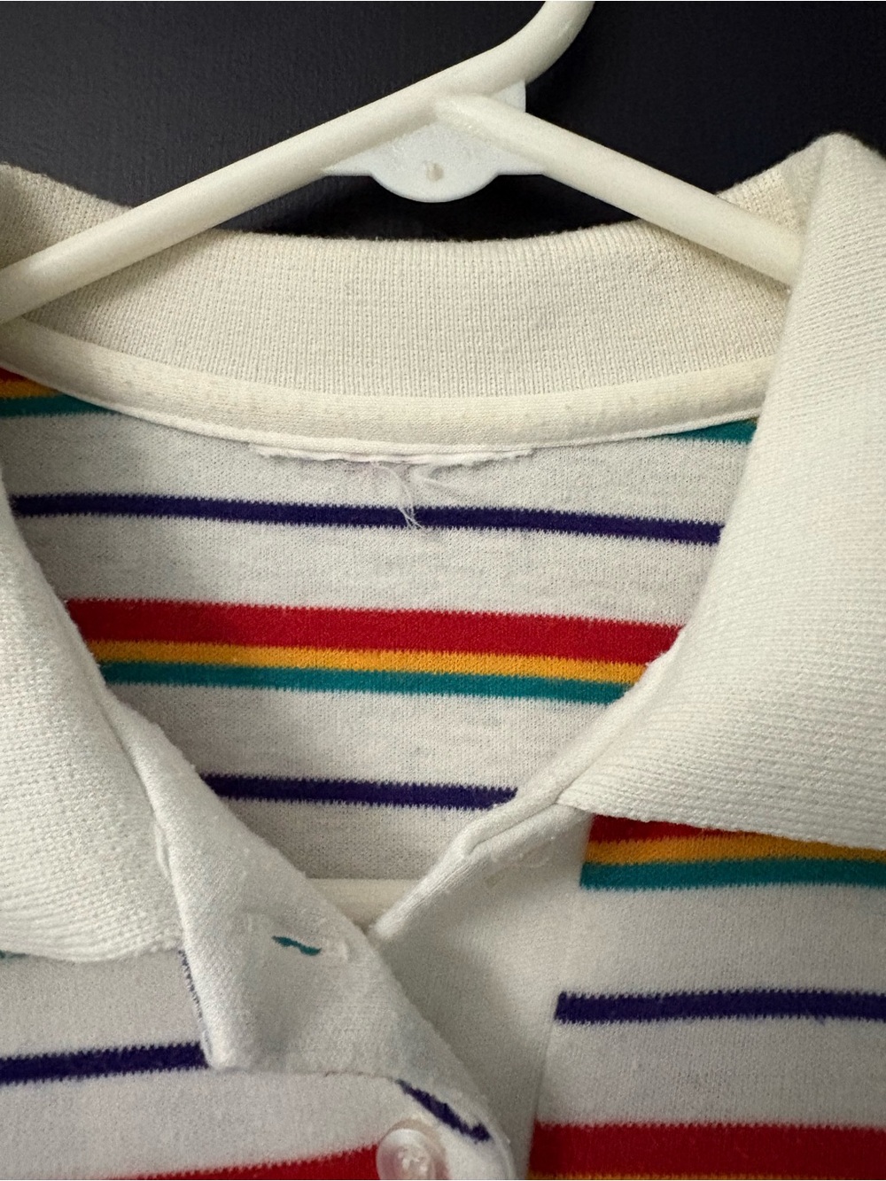 Vintage 70s Rainbow Stripe Maternity Polo Tunic Top A-Line Retro Groovy L - Picture 3 of 7
